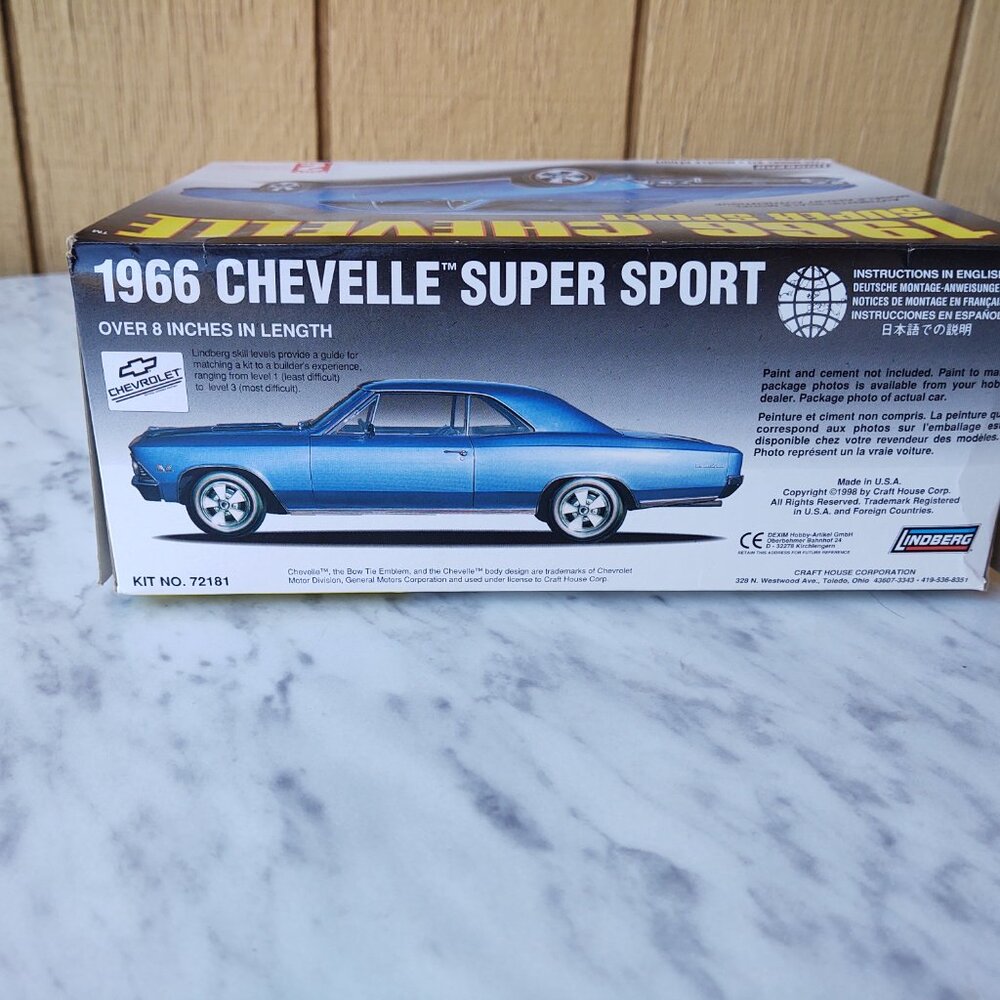 1966 SUPER SPORT CHEVELLE 1/25 MODEL KIT 1998 LINDBERG SCALE MODEL 72181 - Picture 9 of 10